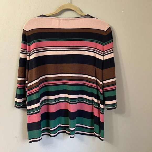 J Jill Womens Multicolor Knit Striped Sweater 1X Boat Neck 3/4 Sleeve Casual - Picture 8 of 9